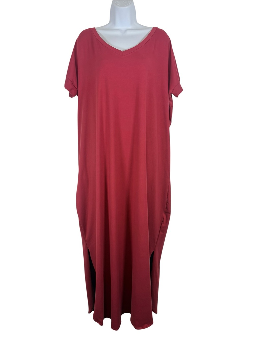 Zenana XL Pink Maxi Dress V Neck Short Sleeve Lounge Casual Dress
